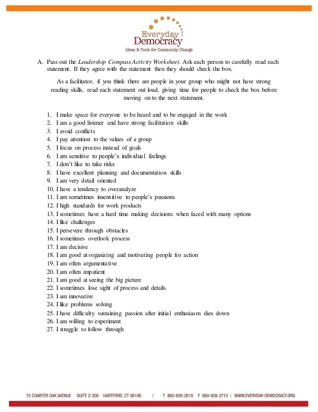 Leadership Compass Activity Slide 2