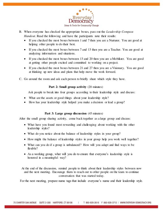 Leadership Compass Activity Slide 3