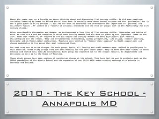 2010 - The Key School -
Annapolis MD
 