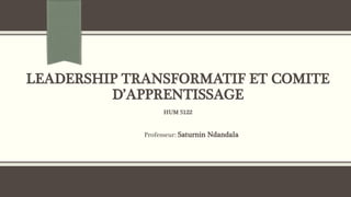 LEADERSHIP TRANSFORMATIF ET COMITE
D’APPRENTISSAGE
HUM 5122
Professeur: Saturnin Ndandala
 