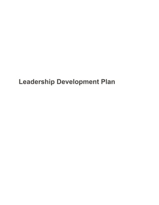 Leadership Development Plan
 