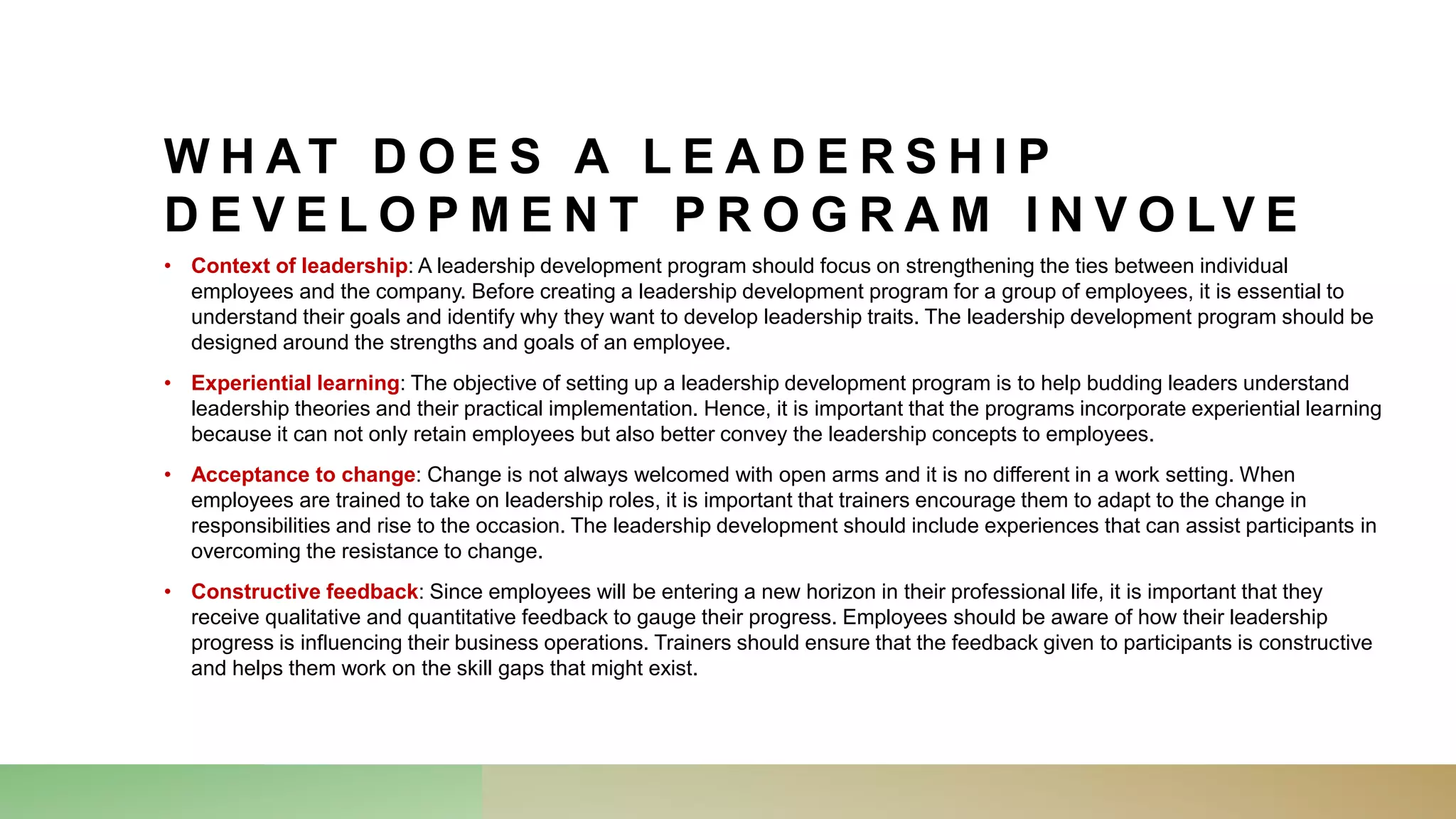 Leadership development program | PPTX | Human Resources | Business