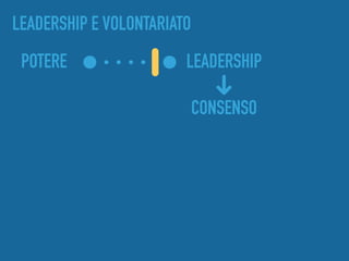 POTERE LEADERSHIP
CONSENSO
LEADERSHIP E VOLONTARIATO
 