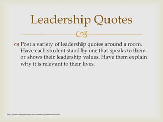 Leadership Games and Activities Slide 31
