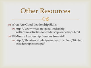 Leadership Games and Activities Slide 38