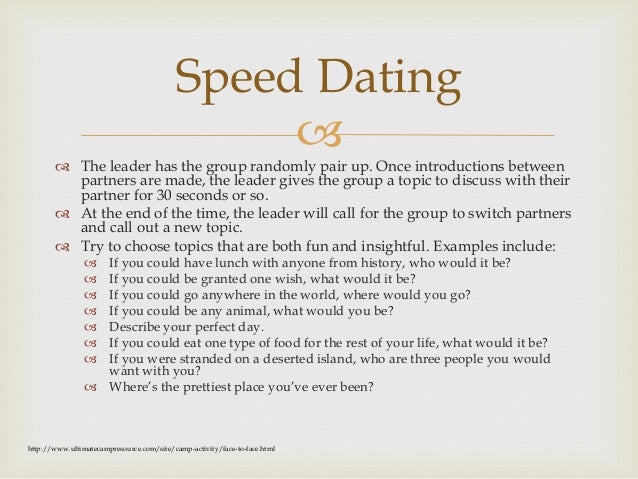 Speed dating spiele deutsch