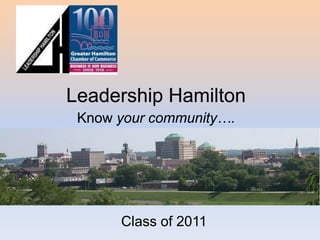 Leadership HamiltonKnow your community…. Class of 2011 