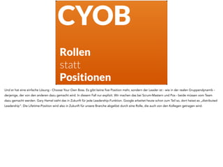 The Wall Street Journal recently 
ranked Gary Hamel as the world's 
most influential business thinker, 
and Fortune magazine has called him 
“the world's leading expert on 
business strategy.” 
Der Mensch rechts unten hat da eine Lösung - Gary Hamel, laut Wall Street Journal und Fortune Magazine der Mensch, der am besten weiß wie so Dinge 
gehen. 
 