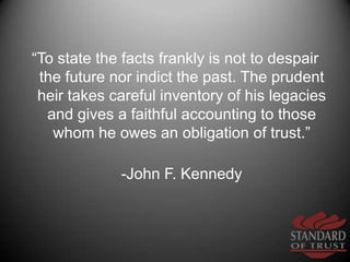 “To state the facts frankly is not to despair the future nor indict the past. The prudent heir takes careful inventory of ...