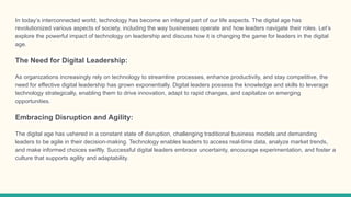 Leadership in the Digital Age How Technology is Changing the Game? | PDF