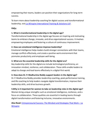 Leadership in the Digital Age: Insights from Dr. P. Madhurima Reddy | PDF