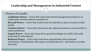 Legitimiate Power Examples Leadership & Industrial Relations | PPTX