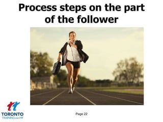 Page 22
Process steps on the part
of the follower
 