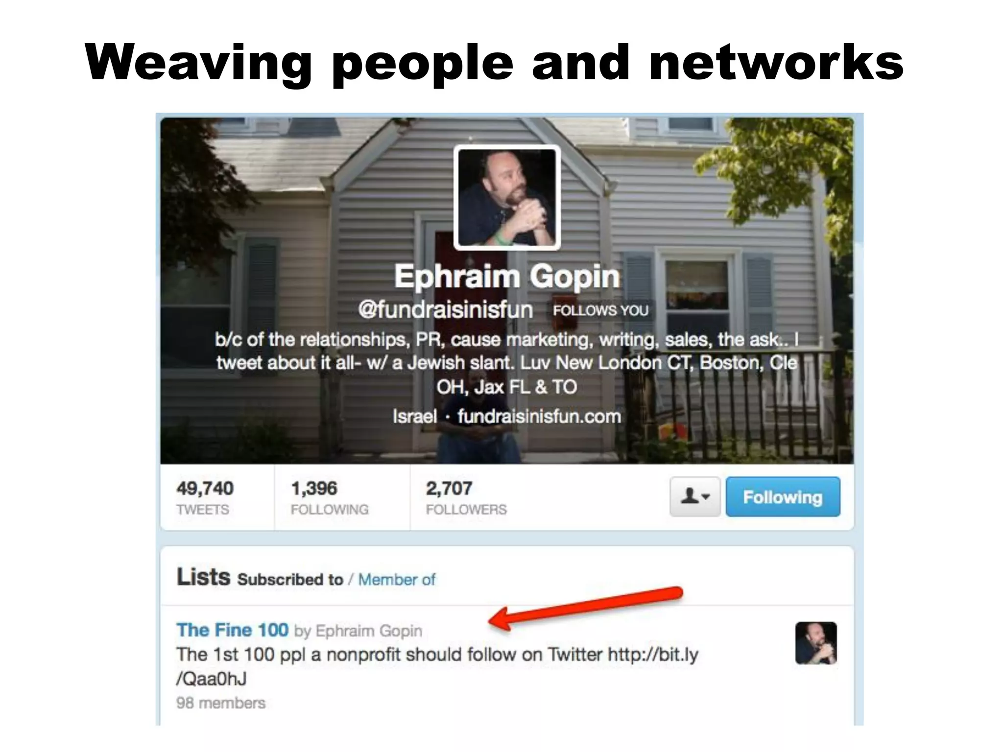 Weaving people and networks

 