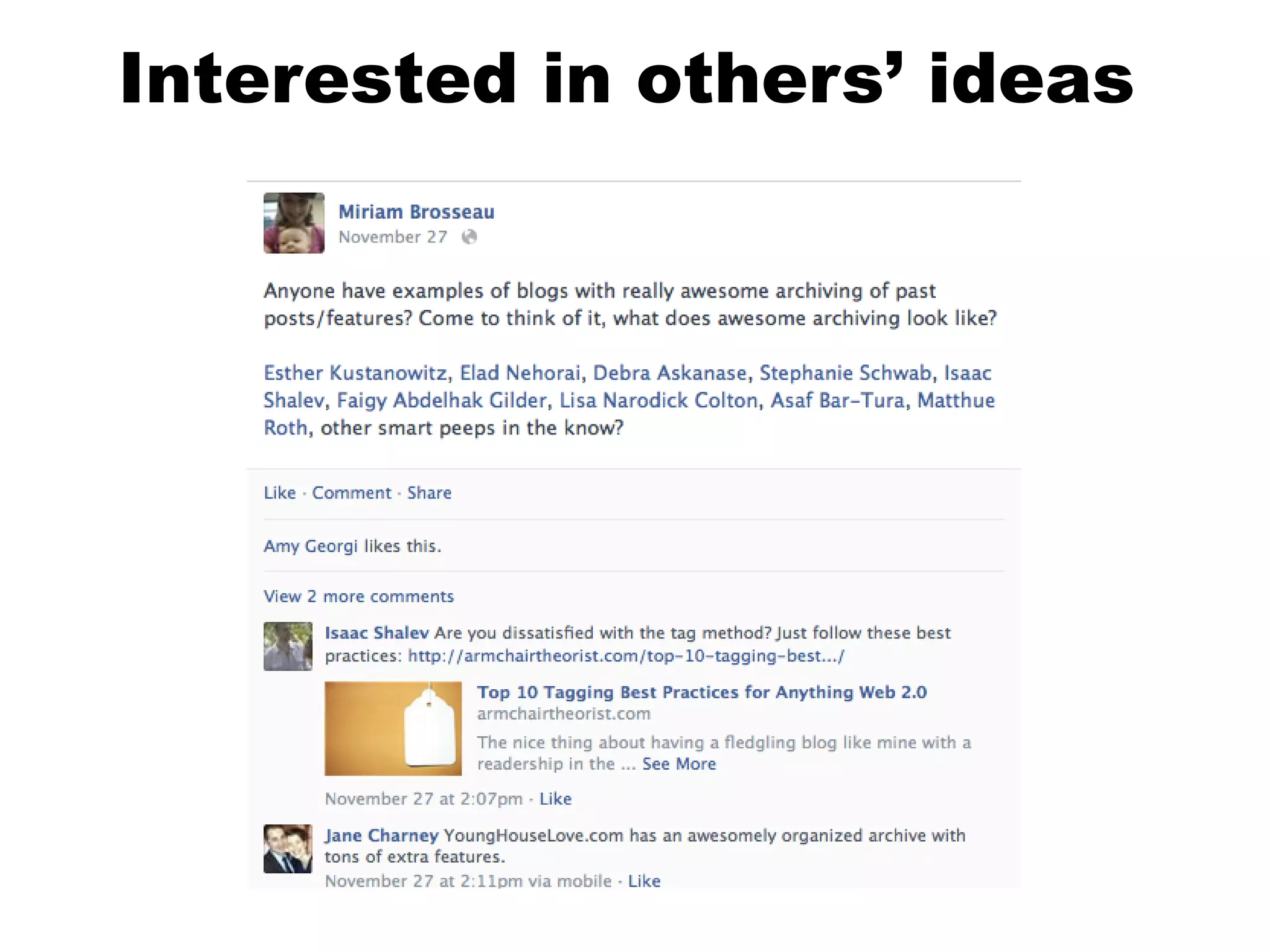 Interested in others’ ideas

 