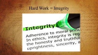 Hard Work = Integrity
 