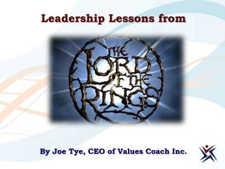 Leadership Lessons from  By Joe Tye, CEO of Values Coach Inc. 