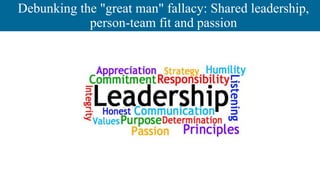 Debunking the "great man" fallacy: Shared leadership,
person-team fit and passion
 
