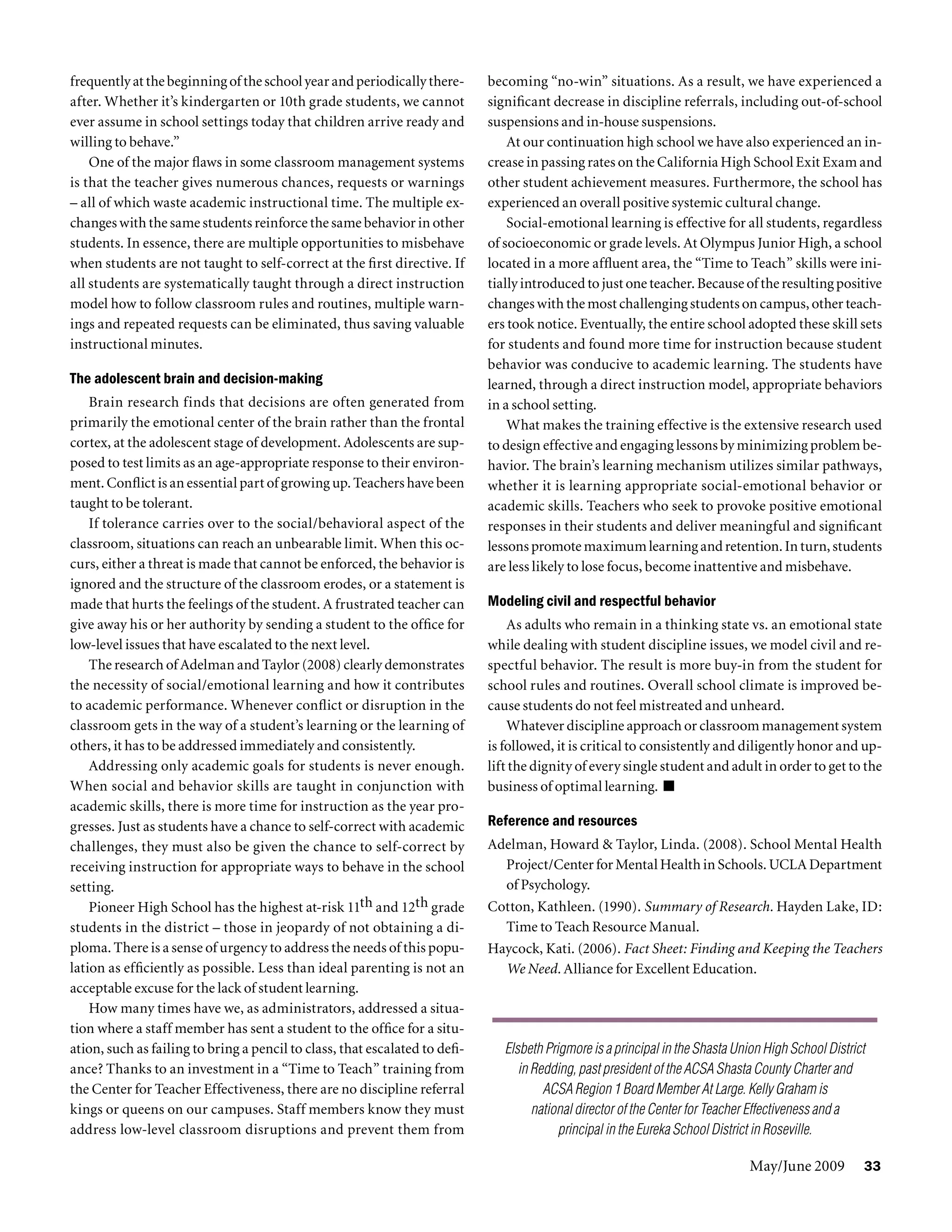 Order in the Classroom- Leadership Magazine TTT Article | PDF