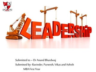 Submitted to – Dr Anand Bhardwaj
Submitted by- Ravinder, Puneesh, VikasandAshish
MBA First Year
 