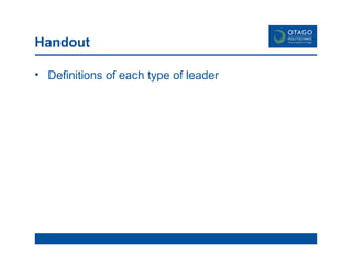 Handout Definitions of each type of leader 