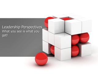 Leadership Perspectives What you see is what you get! 
