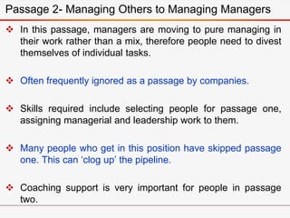  In this passage, managers are moving to pure managing in
their work rather than a mix, therefore people need to divest
t...