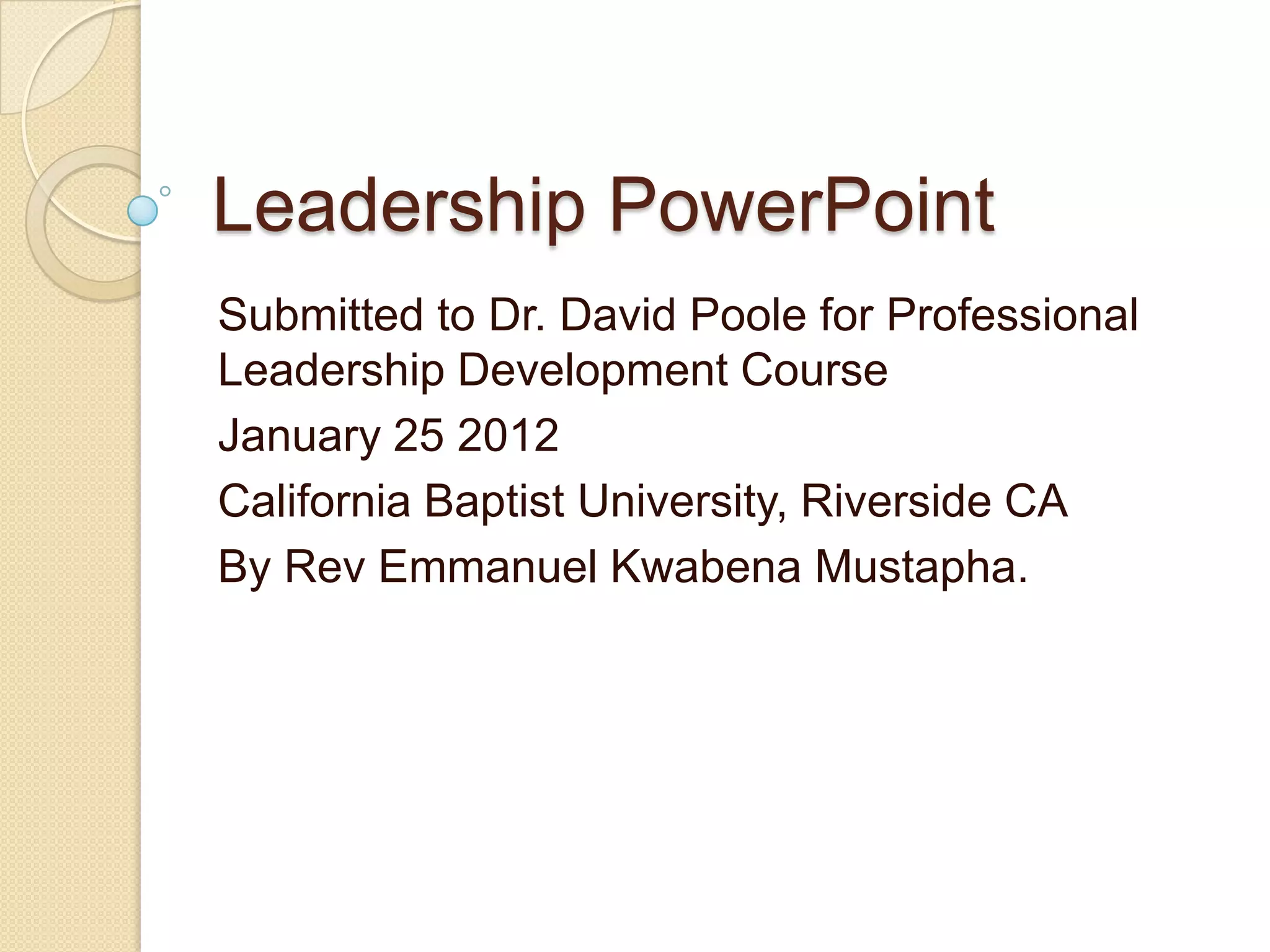 Leadership power point | PPTX