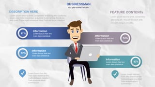 BUSINESSMAN
Your great subtitle in this line
Lorem Ipsum has two
main data statistical.
Information
Lorem Ipsum has two
main data statistical.
Information
Lorem Ipsum has two
main data statistical.
Information
Lorem Ipsum has two
main data statistical.
Information
87%
72%
74%
92%
Lorem ipsum dolor sit amet, consectetur adipiscing elit. Ut efficitur
ipsum vitae tortor accumsan, a pulvinar lorem lacinia. Donec eu
arcu justo. Fusce eget consequat risus Proin est lacus, interdum
DESCRIPTION HERE
Lorem ipsum dolor sit amet, consectetur
adipiscing elit. Aliquam tincidunt ante
nec sem congue convallis.
FEATURE CONTENTs
Lorem Ipsum has two
main data statistical this
methodologies important
Data analysis which
summarizes.
Lorem Ipsum has two
main data statistical this
methodologies important
Data analysis which
summarizes.
 