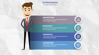 BUSINESSMAN
Your great subtitle in this line
Lorem Ipsum has two main data statistical this
methodologies important.
MARKETING
Lorem Ipsum has two main data statistical this
methodologies important.
STRATEGY
Lorem Ipsum has two main data statistical this
methodologies important.
FINANCIAL
Lorem Ipsum has two main data statistical this
methodologies important.
ADVERTISE
 