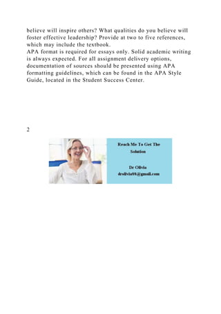 Leadership ProfileThe Leadership Profile assignment se.docx