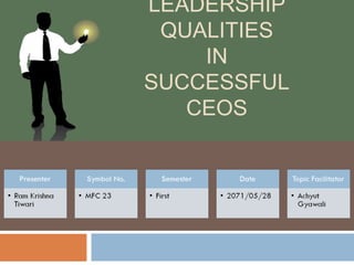 LEADERSHIP
QUALITIES
IN
SUCCESSFUL
CEOS
 