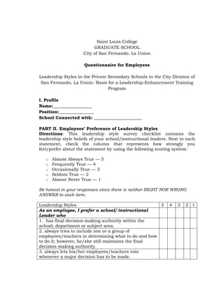 Leadership questionnaire felj | DOCX