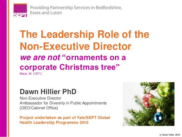 Leadership Role Of Non Executive Directors By Dawn Hillier