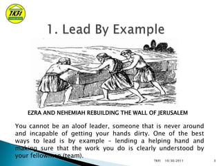 EZRA AND NEHEMIAH REBUILDING THE WALL OF JERUSALEM

You cannot be an aloof leader, someone that is never around
and incapa...