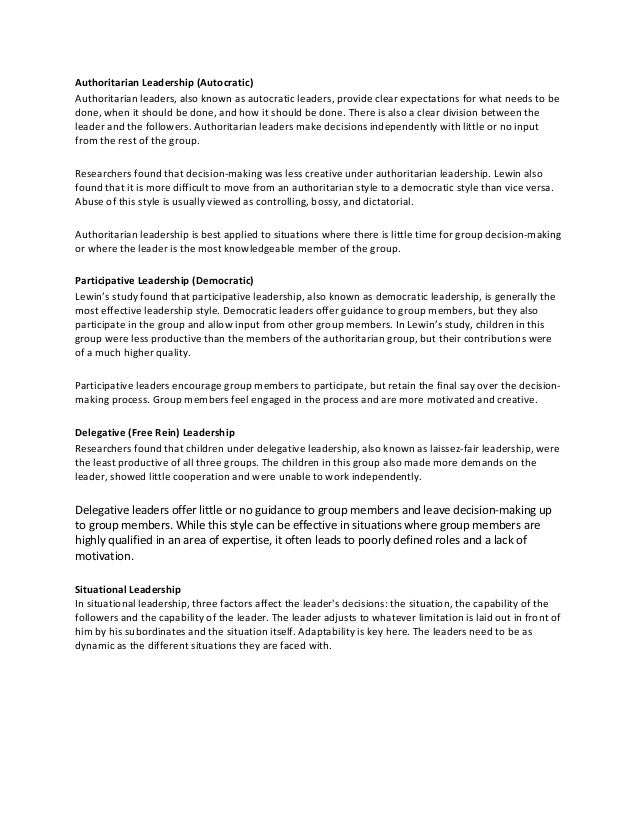 leadership styles questions
