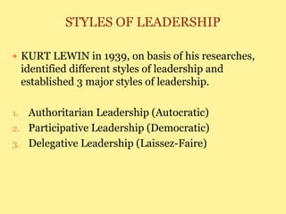 Leadership styles & relations | PPTX