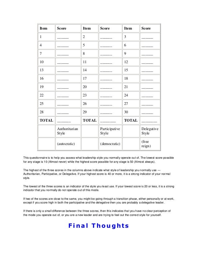 Leadership style survey