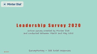 All rights reserved Minter Dial ©2020
@mdial
L e a d e r s h i p S u r v e y 2 0 2 0
Online survey created by Minter Dial
and conducted between March and May 2020
SurveyMonkey - 566 total responses
 