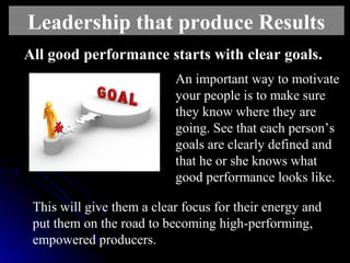 All good performance starts with clear goals.All good performance starts with clear goals.
An important way to motivate
yo...