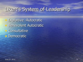 Leadership theory & styles