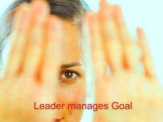 Leader manages Goal
 