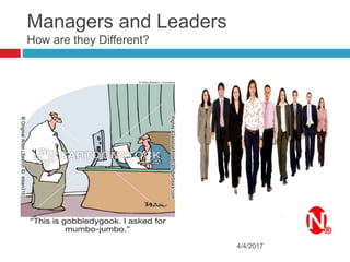 Managers and Leaders
How are they Different?
4/4/2017
 