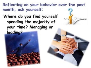 "There is a profound difference between management and leadership, and both are important.To manage means to bring about, to accomplish, to have charge of or responsibility for, to conduct. Leading is influencing, guiding in a direction, course, action, opinion. The distinction is crucial" – Warren Bennis