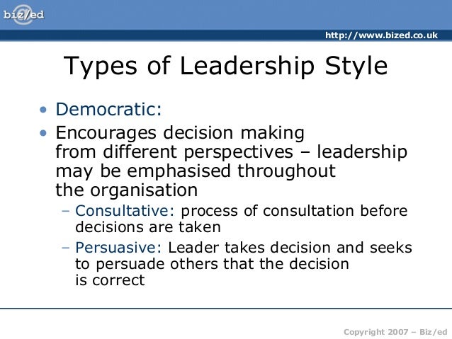 Democratic style of leadership