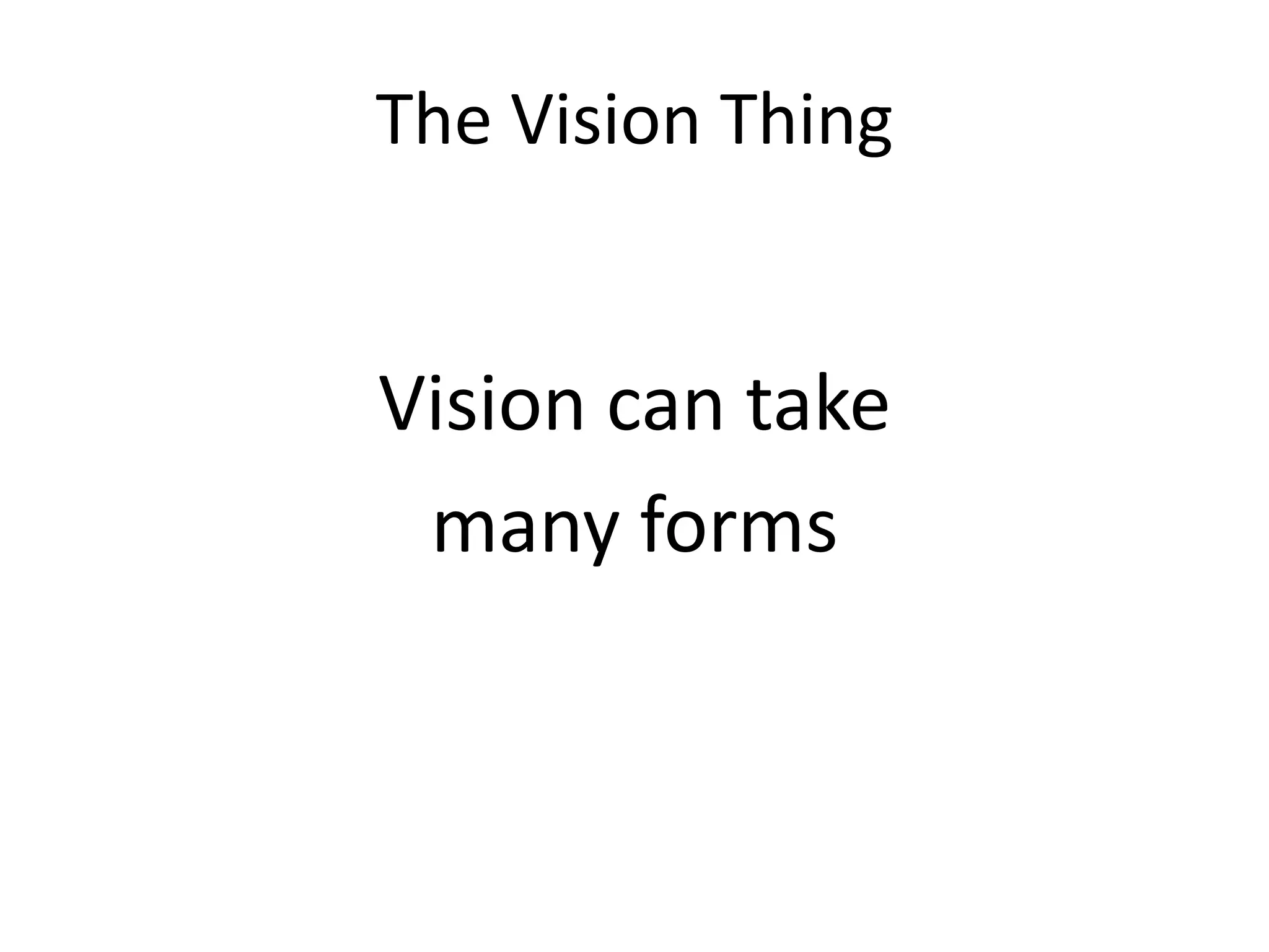 The Vision Thing


Vision can take
 many forms
 