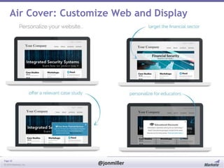 Air Cover: Customize Web and Display

Page 10
© 2014 Marketo, Inc.

@jonmiller

 