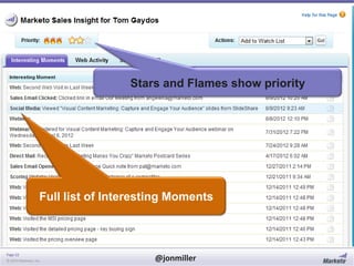 Stars and Flames show priority

Full list of Interesting Moments

Page 22
© 2014 Marketo, Inc.

@jonmiller

 