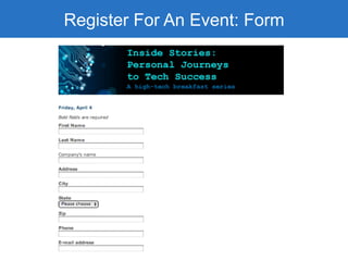 Register For An Event: Form
 