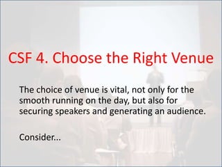 Events are generally not a cheap marketing tactic. Factor in the following...Venue hireCateringAudio visualPrintingSignageTransport / shippingAccommodationAgency feesMedia buysSpeaker feesDelegate packsGiveawaysThe list goes on and on...